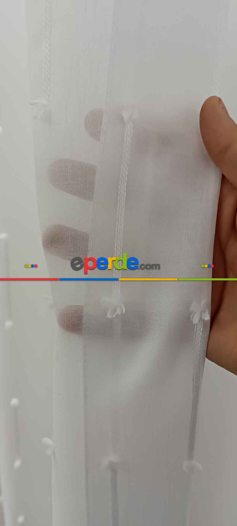 Yeni Nesil Ponpon Saçak Detaylı Tül Perdeler Ekru Renk