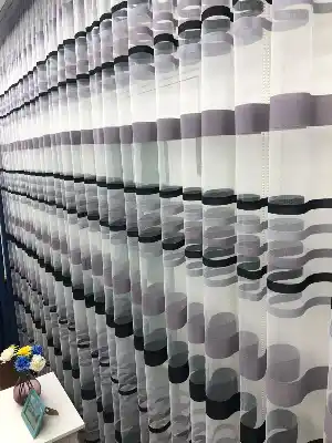 Enine Çizgili Bantlı Spor Tül Perde- Siyah-gri Açık-gri Koyu-ekru - Kurşunlu Tül