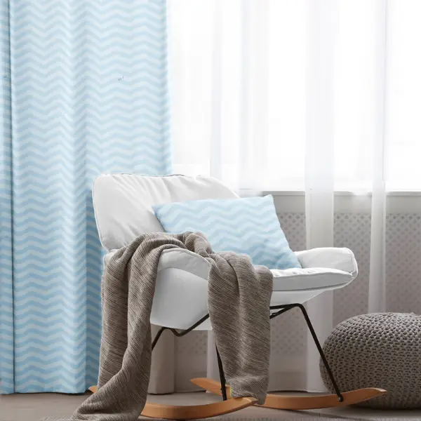 Çocuk Odası - Çocuk Fon Perde Evim1616-4 Kumaşı Kalındır Duck Bezi Değildir- Mavi-beyaz