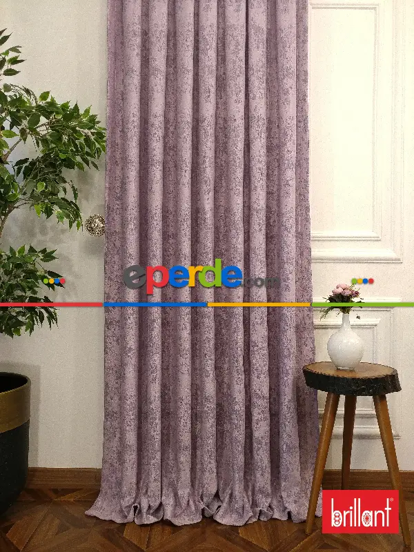 Brillant Jakar Fon Düz Fon Perde - Lila Koyu Lila-lila Açık Lila