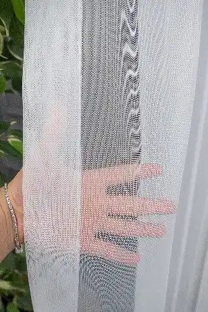 Brillant Etek Ucu Nakışlı Fransız Danteli Örme Tül Ekru