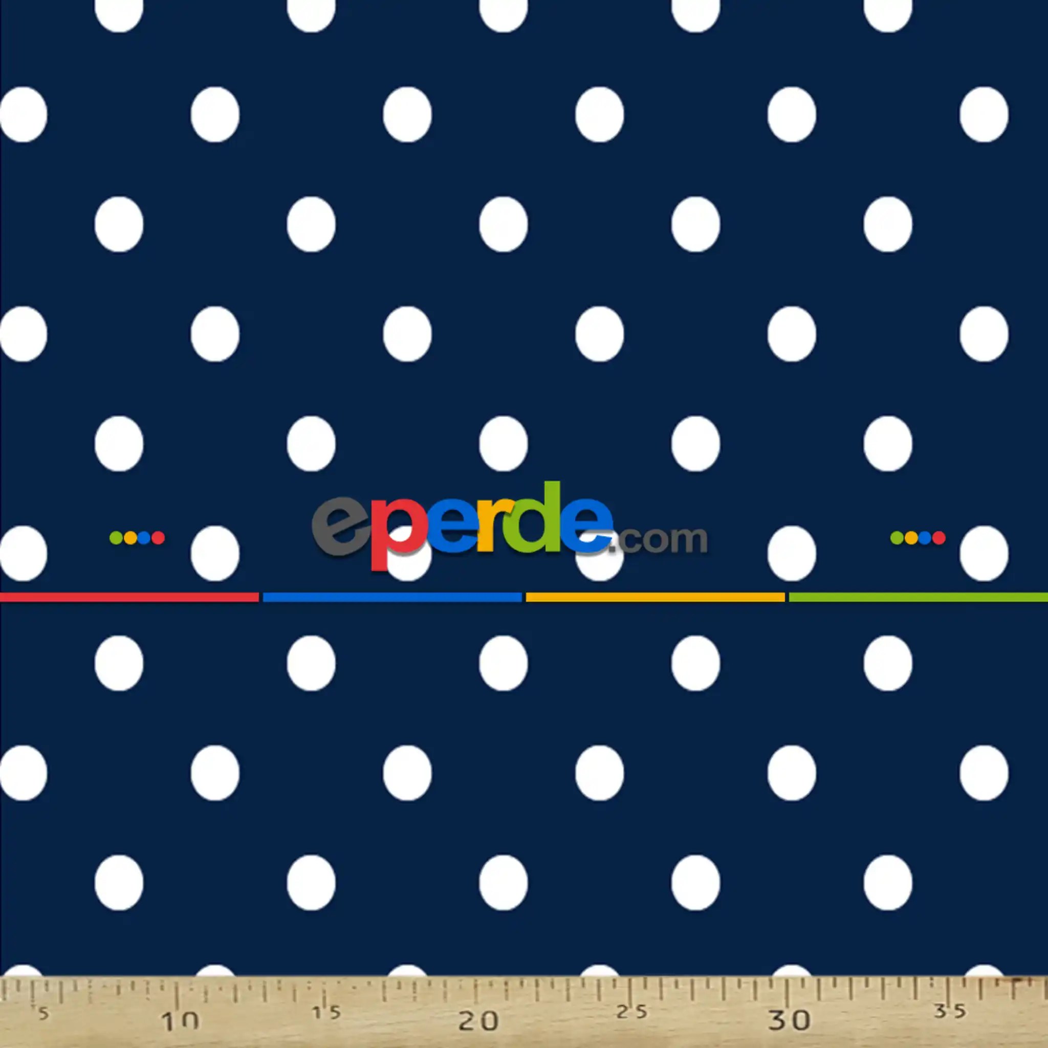 Puantiye Desenli Fon Perde Evm408-4 Kumaşı Kalındır Duck Bezi Değildir- Lacivert-Beyaz