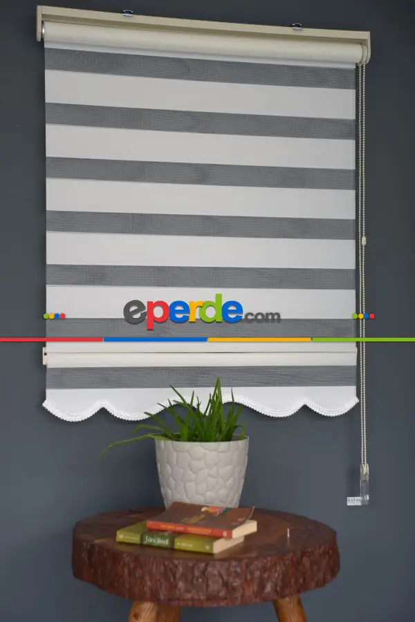 Mutfak - Halim Perdesan Ba-02 Beyaz Renk Etekli Veya Eteksiz Zebra Stor Perde