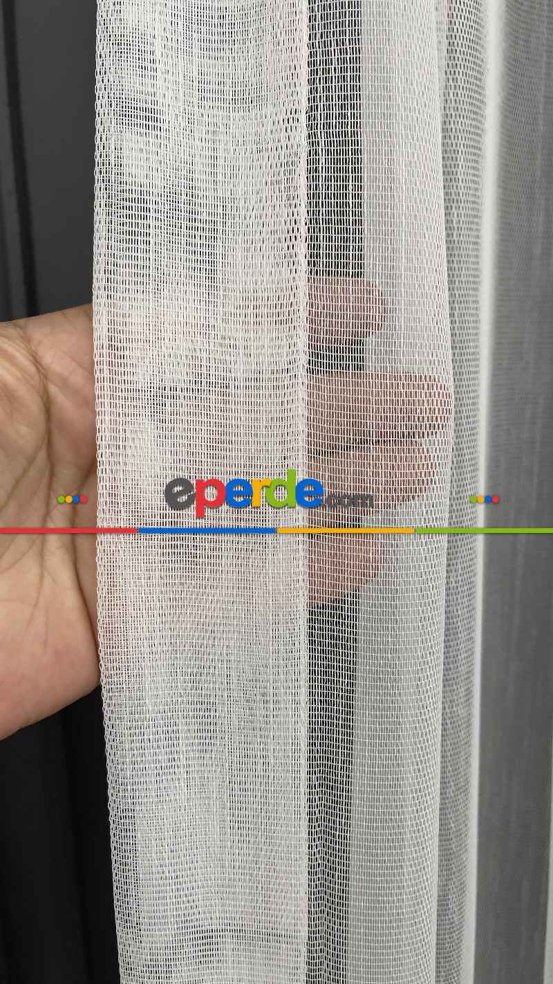 Salon Fon Siyah Saçak Detaylı Tül Fon Perde - Kordon Toplama-bambu Tül