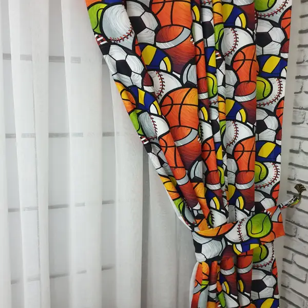 Çocuk Odası Fon Perde Evm390 _c - Kumaşı Kalındır Duck Bezi Değildir.- Beyaz-Turuncu-Kahve-Çok Renkli