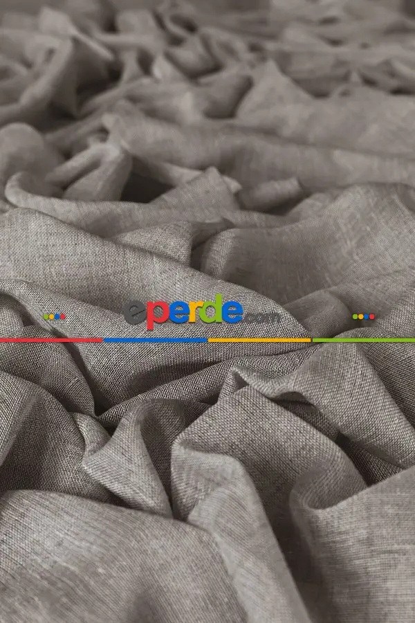 Gri Natural Keten Tül