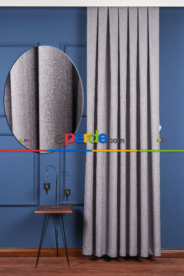 Oturma Odası Gri Jakar Dokuma Fon Perde