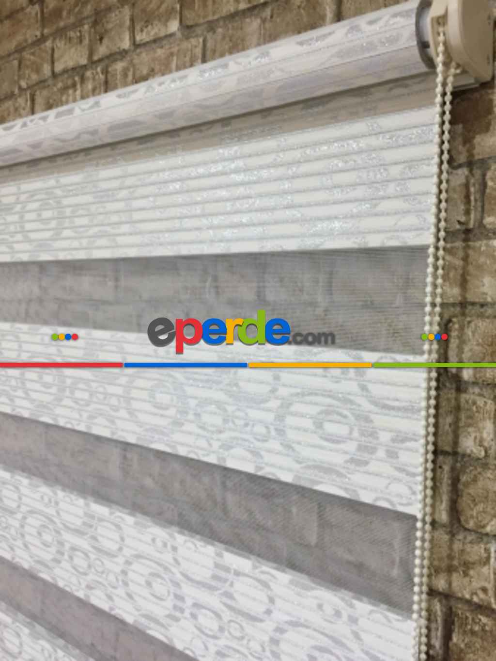 Jakarlı Zebra Perde Bdz-20- Beyaz-gümüş Simli