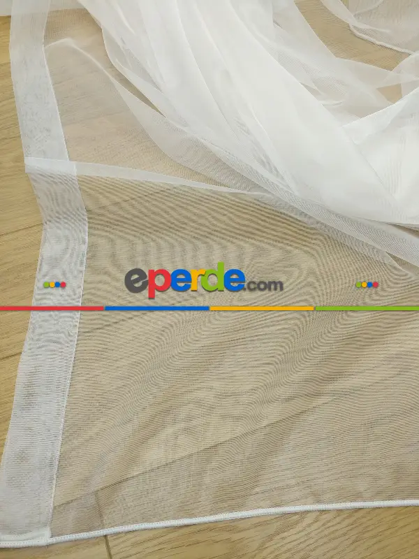 Düz Tül Perde - Ekru- Ekru - Kurşunlu Tül