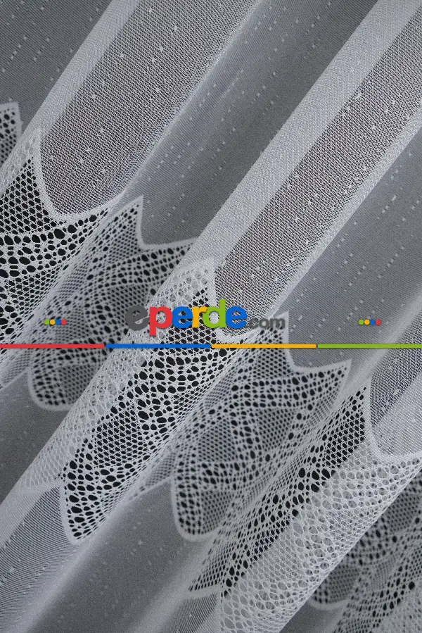 Taç Tül Perde - Taç Örme Tül Perde - Desenli Tül Perde - Ara Dantel Spor Örme Entel Desenli Tül