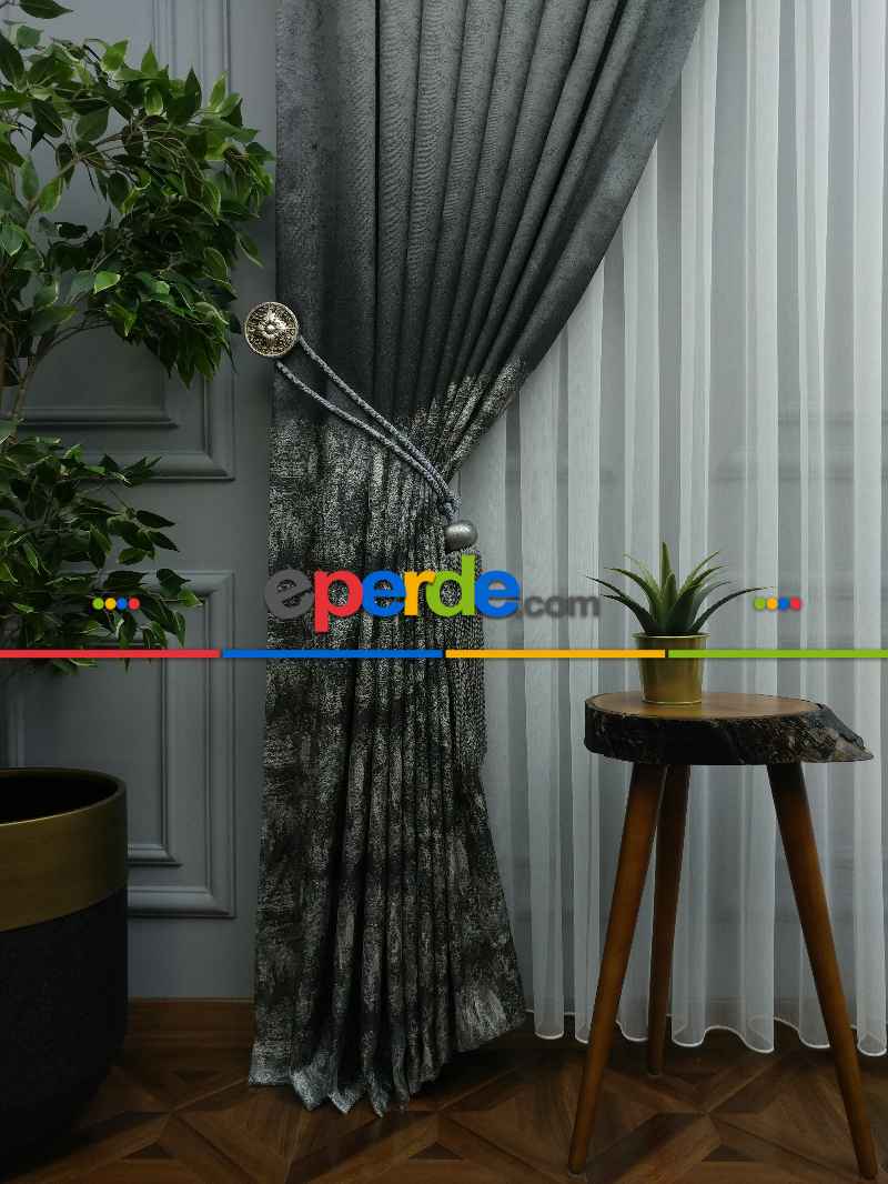 Gri Jakar Fon Perde (180)- Gri