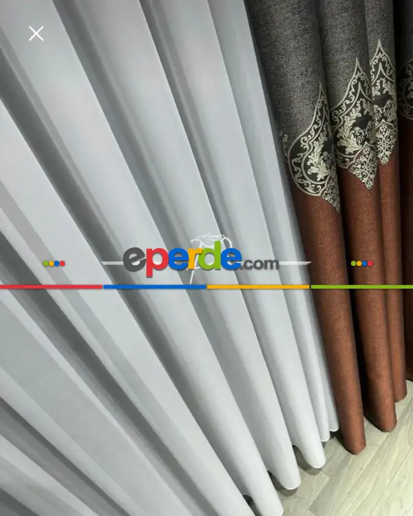 Salon - Brillant Düz İpek Silikon Lüx Tül Perde