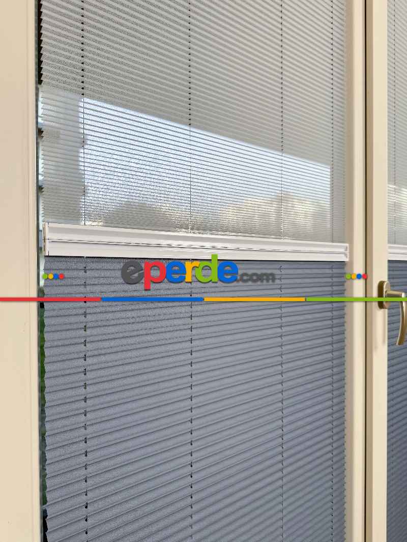 Mutfak Yapışkanlı Sistem - Tüllü Plise Perde - 15 Renk - Plise Perdeyi Hem Tül Hem Kalın Perde Olarak Kullanın