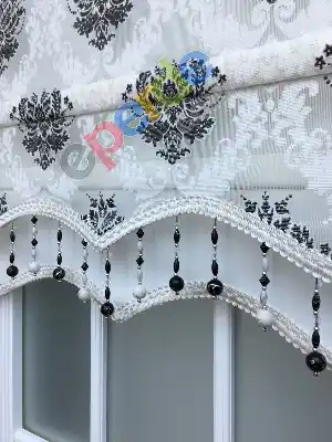 %40 Indirimli !!! Damask Desen Çiftli Sistem Stor Perde 658970024- Siyah