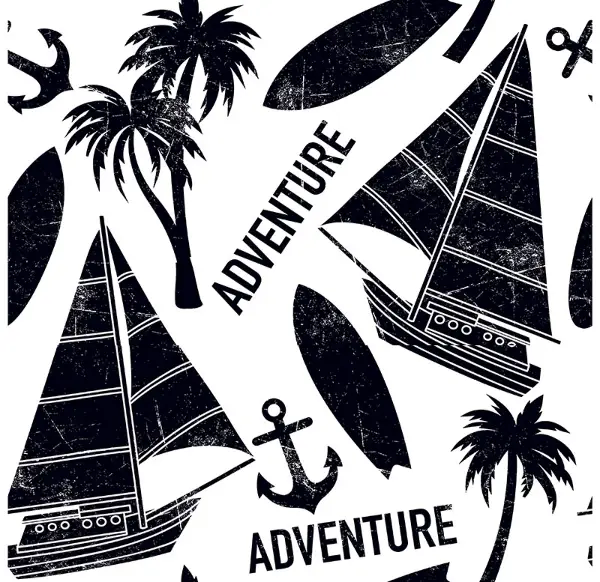 Yelken Ve Ada Desenli Fon Perde Evm701 Kumaşı Kalındır Duck Bezi Değildir- Siyah-Beyaz