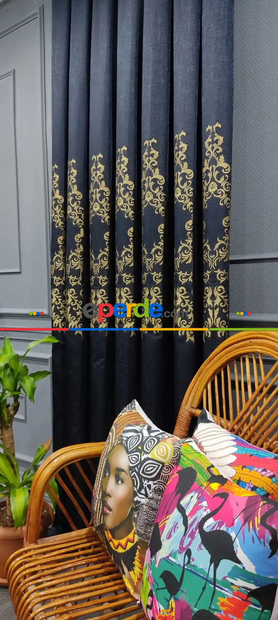 Salon Fon Perde - Lacivert Damask Desenli, Dokuma Fon Perde, Adet Fiyatıdır, İstediğiniz Boy Ölçüsünde Dikilir, Eni 50 İla 100cm Arası Seçenekler, Sık Piledir 50cm X 1cm 