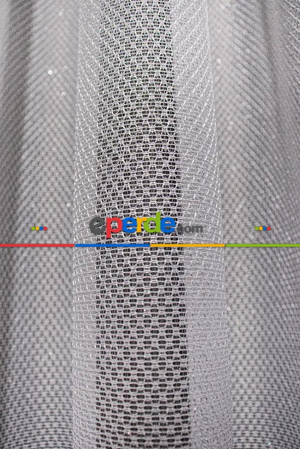 Salon - Yüksek Kalite Gümüş Simli Tül Perde - Gramajlı Ve Dökümlü, Armür Dokuma - Kruvaze Model Seçenekli