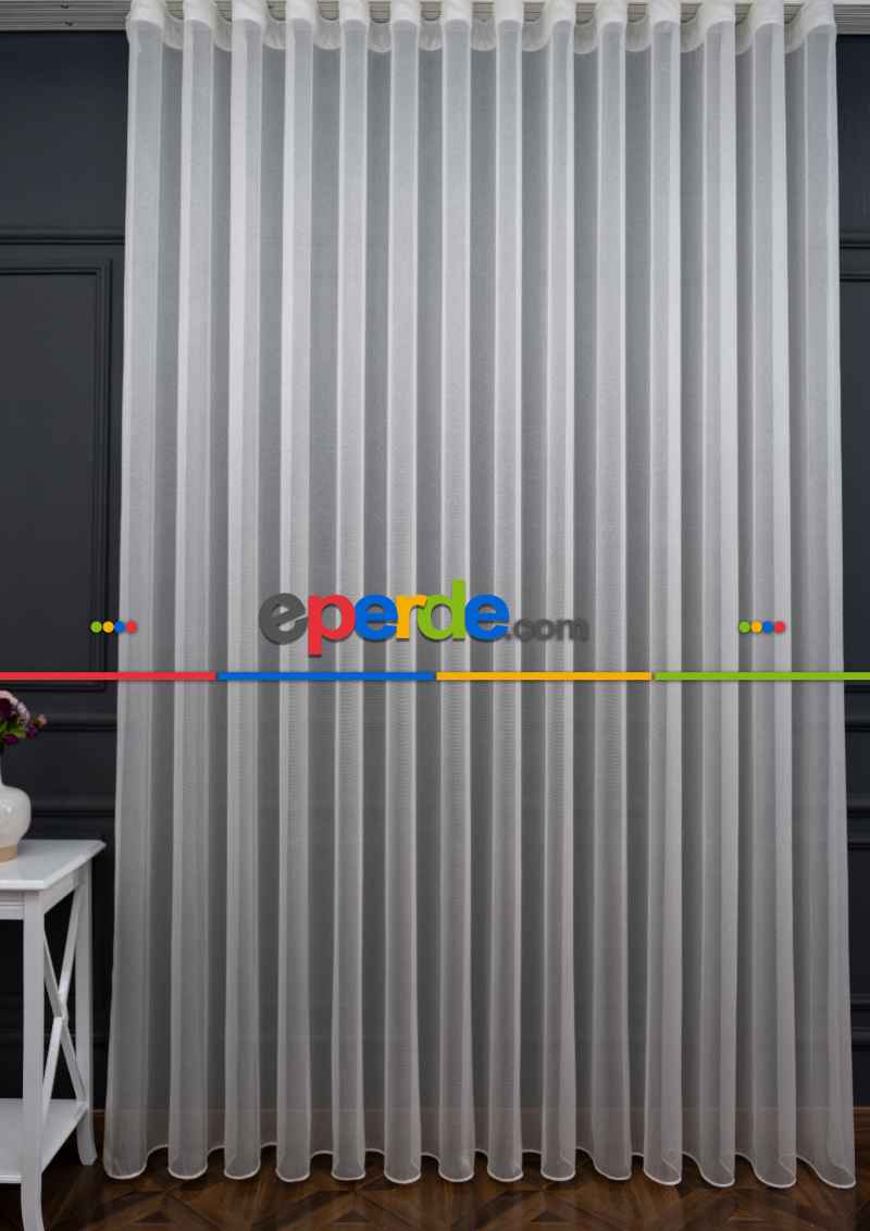 Gri Renk Monaliza Dökümlü Ütü İstemeyen Tül - İtinalı Dikiş Garantisi - Kurşunlu Tül - S Pile