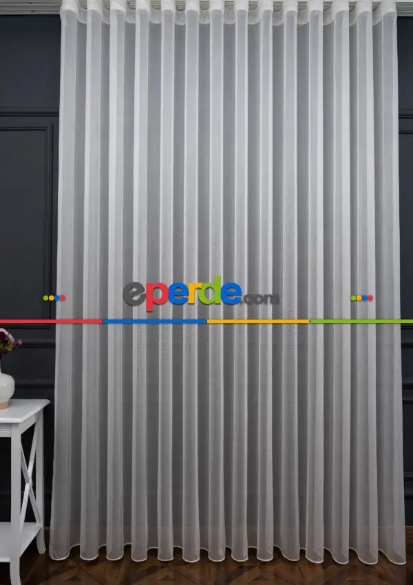 Gri Renk Monaliza Dökümlü Ütü İstemeyen Tül - İtinalı Dikiş Garantisi - Kurşunlu Tül - S Pile