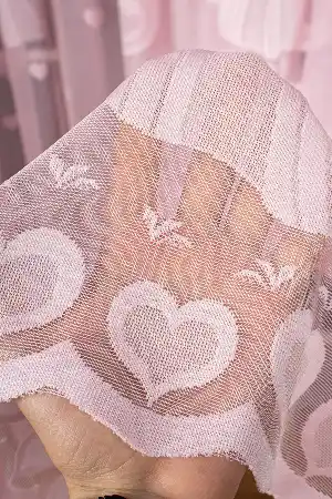 Kız Çocuk Odası Tül Perde - Sindirella Kız Çocuk Odası Örme Tül Perde - Pembe