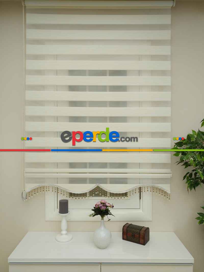 Mutfak - % İndirimmm Krem Renk Plise Zebra Perde (kalın Zeminli) 1. Kalite- Krem Açık-ekru