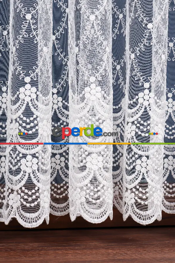 Balık Ağı Brode Işlemeli Tül Perde