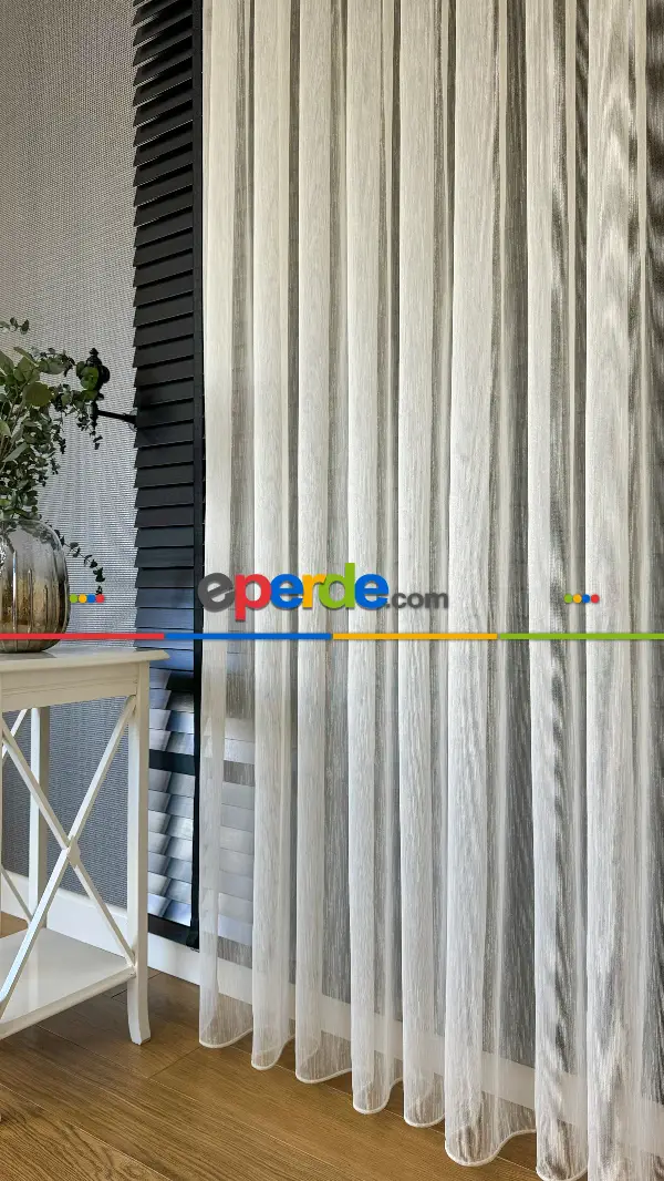 Bebek Odası Tül Perde - Ütü İstemeyen Koyu Krem Keten Şantuk Tül Perde - Armür Dokuma Kurşunlu Tül Perde