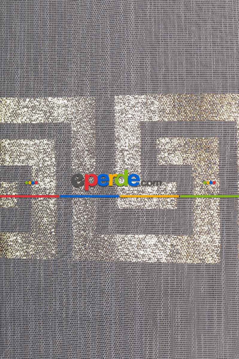 Yatak Odası - Enine Bantlı Ekru-gold Detaylı Tt Zemin Tül Perde