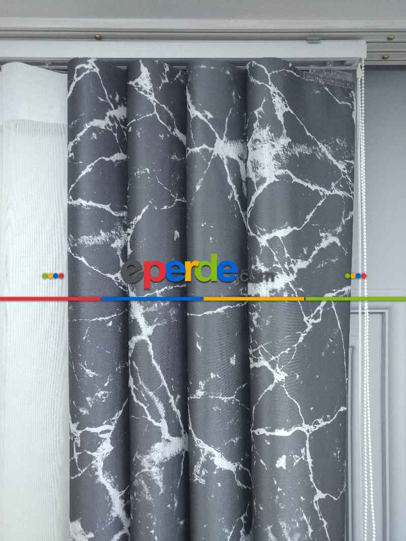 Lens Akıllı Dikey Tül Perde Mermer-22- Çok Renkli 2