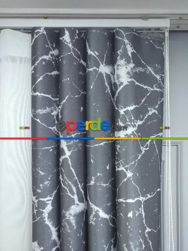 Lens Akıllı Dikey Tül Perde Mermer-22- Çok Renkli 2