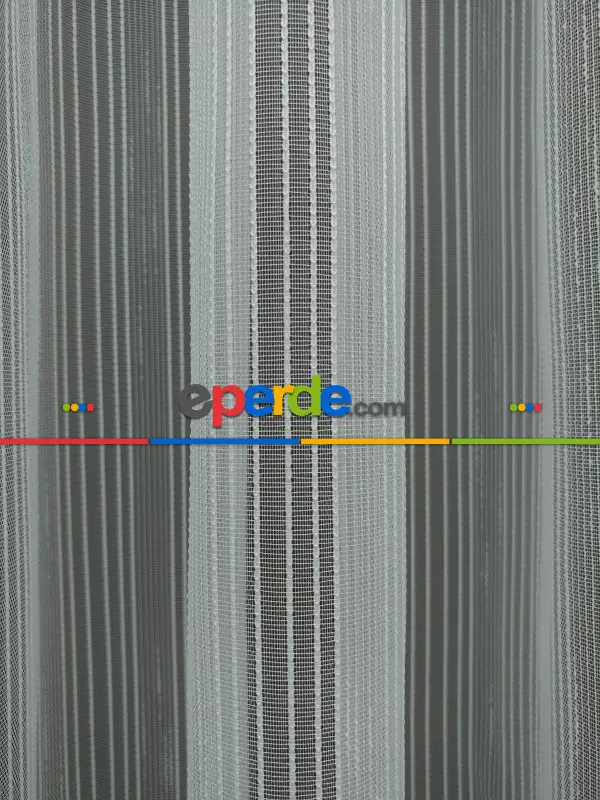 Boyuna Zincir Tül Perde- Ekru - Kurşunlu Tül