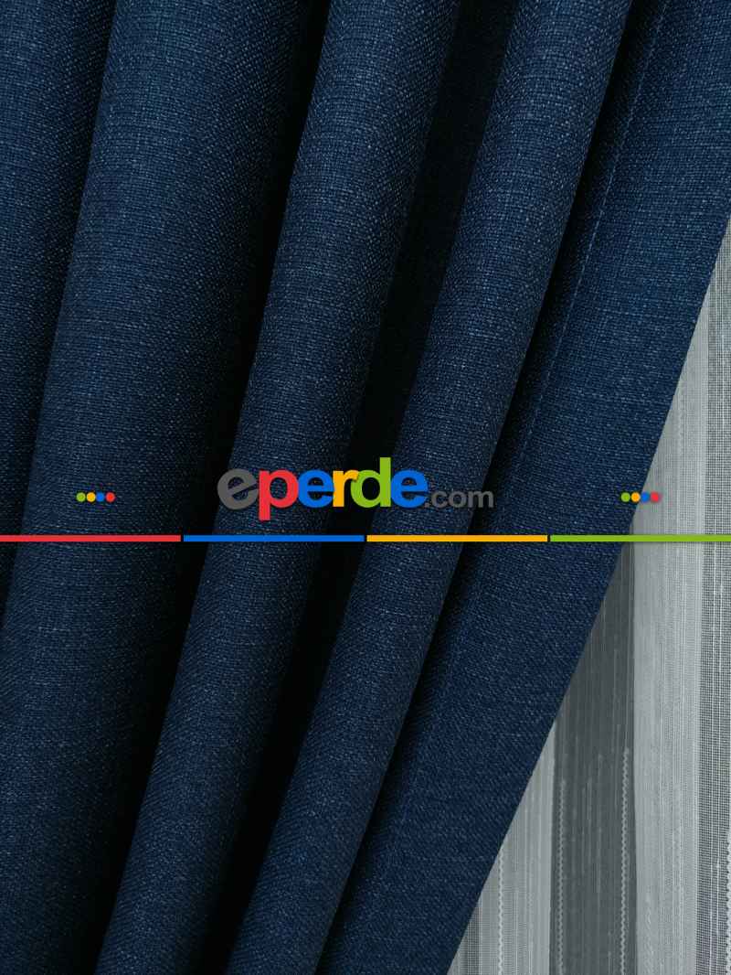 Koyu Petrol Mavi - Düz Keten Fon Perde ( Keten Fon Perde)- Mavi Koyu