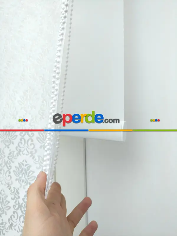 Jakar Örme Tül-alvina 801 Ekru Çiftli Sistem Dantel Desenli Perde- Beyaz