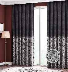 Taç Damask Desen Sim Varak İşlemeli Pano Fon Perde 70cm X 290cm 