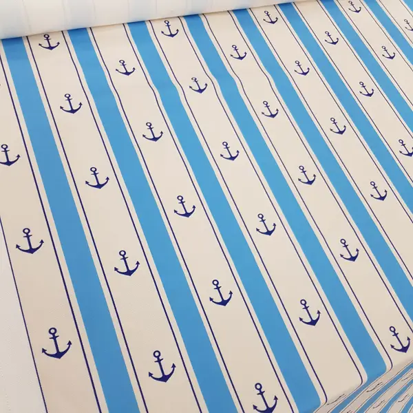 Bebek Odası Fon Perde - Çapa Desenli Fon Perde Evm560 Kumaşı Kalındır Duck Bezi Değildir- Mavi