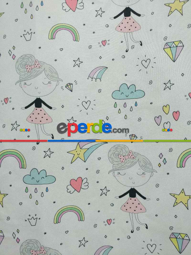 Bebek Odası Fon Perde - Desenli Fon Perde Evm563 Kumaşı Kalındır Duck Bezi Değildir- Siyah