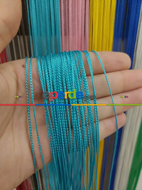 Açık Mavi Rengi İp Perde İnce Zincir Serisi- Mavi