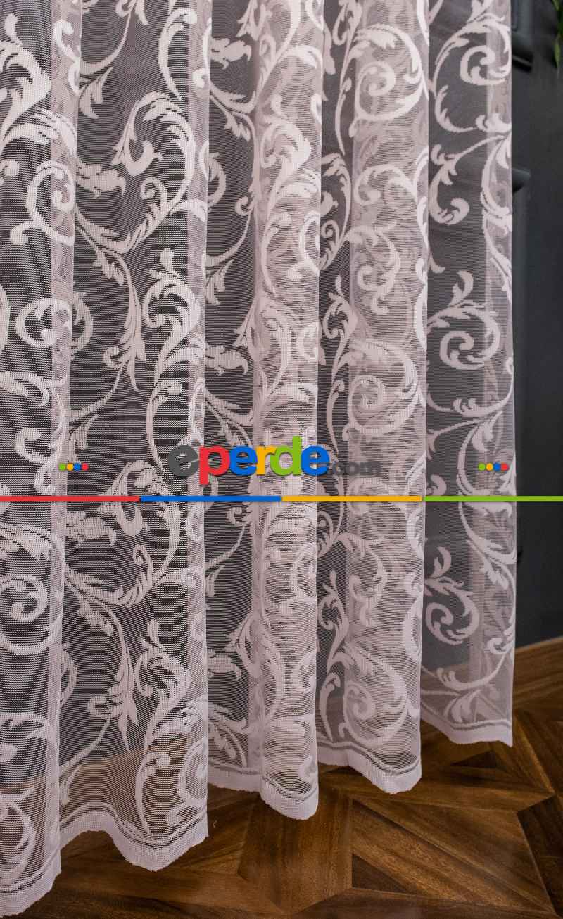 Sarmaşık Şal Desen Pudra Renk Desen Tasarım Tül