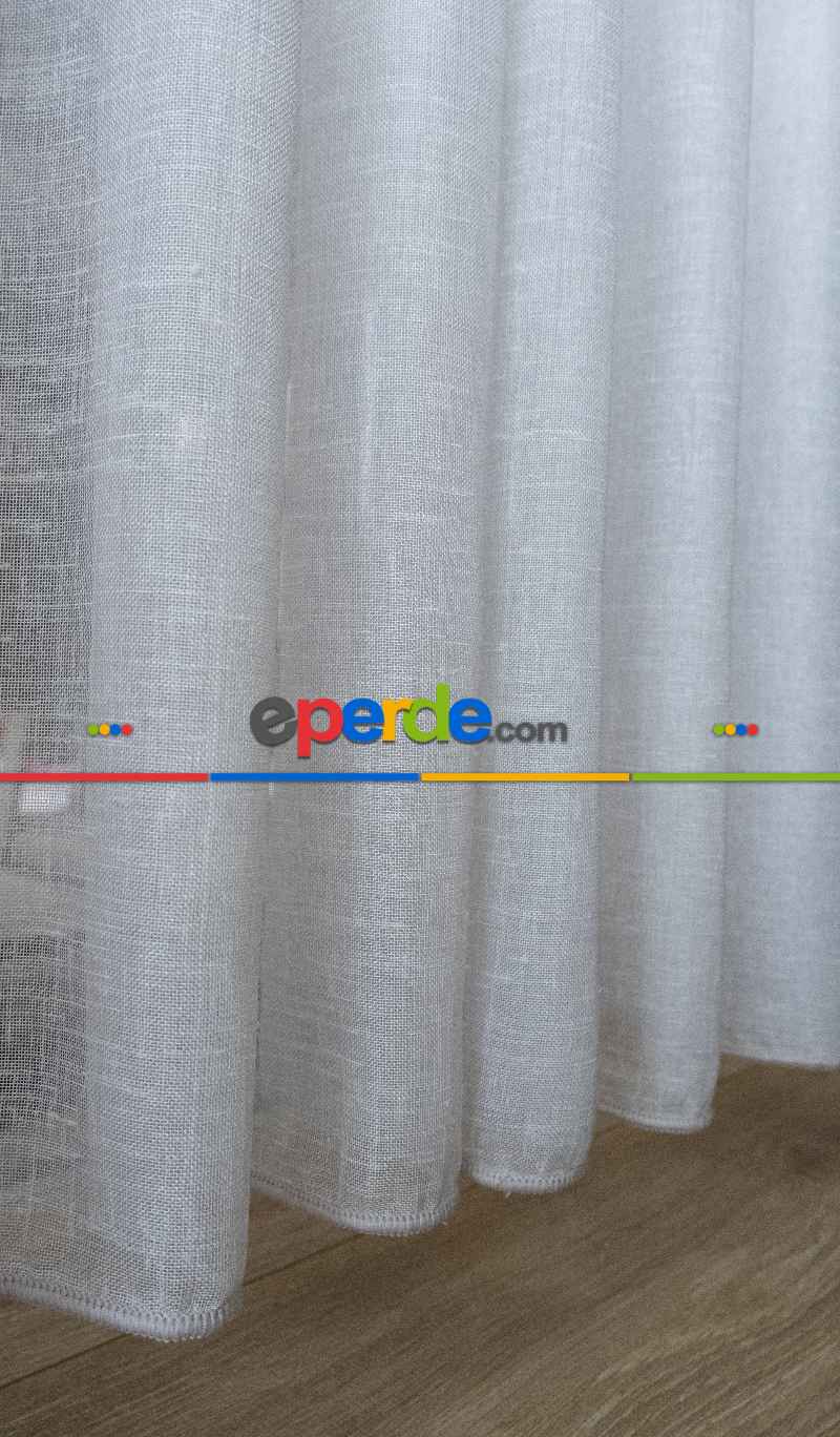 Oturma Odası - Naturel Keten Tül - Ekru - Kurşunlu Tül