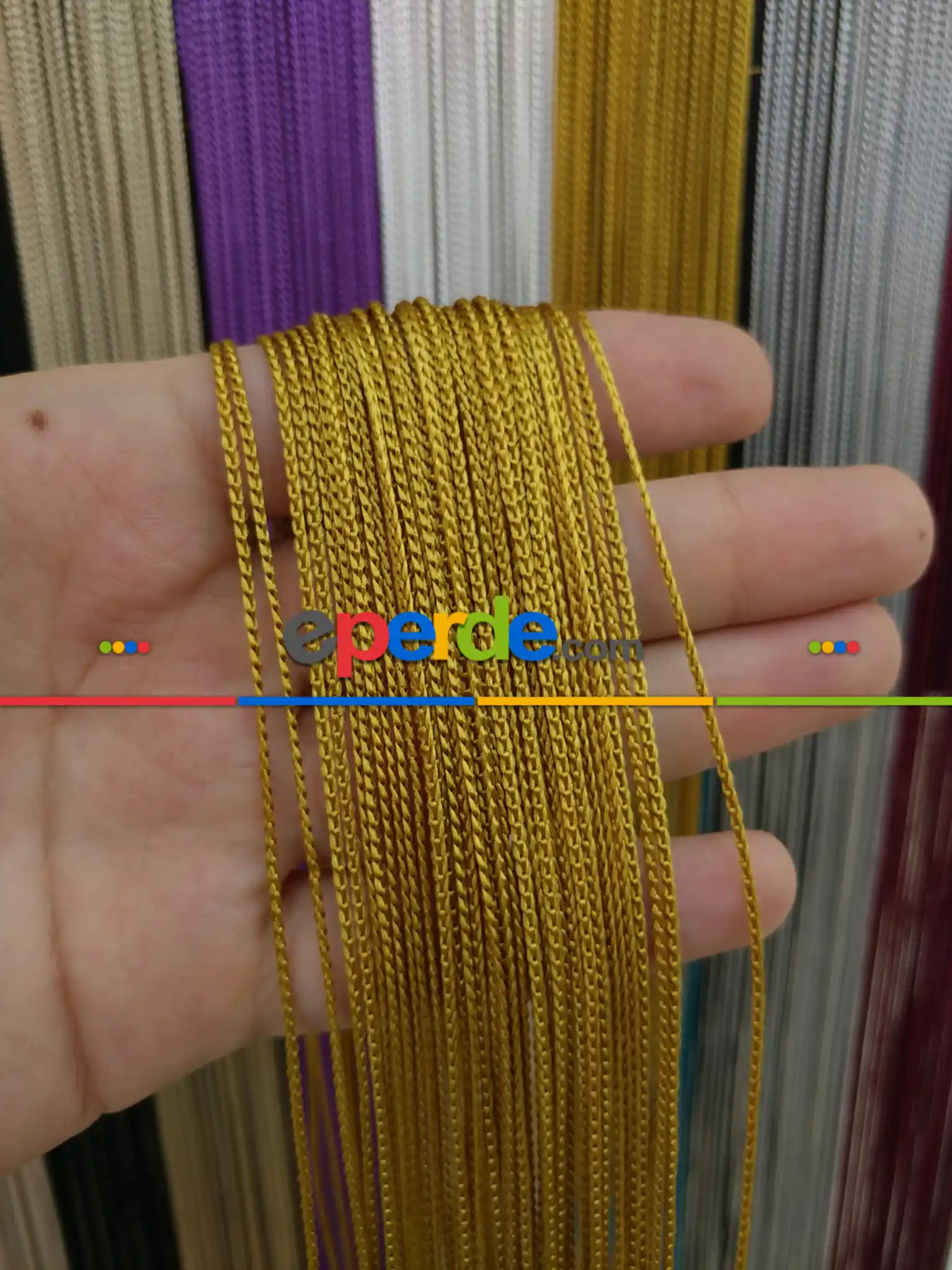 Altın Rengi İp Perde İnce Zincir Serisi- Sarı