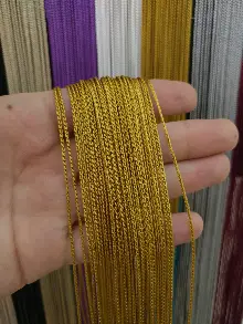 Mutfak İp Perde - Altın Rengi İp Perde İnce Zincir Serisi- Sarı