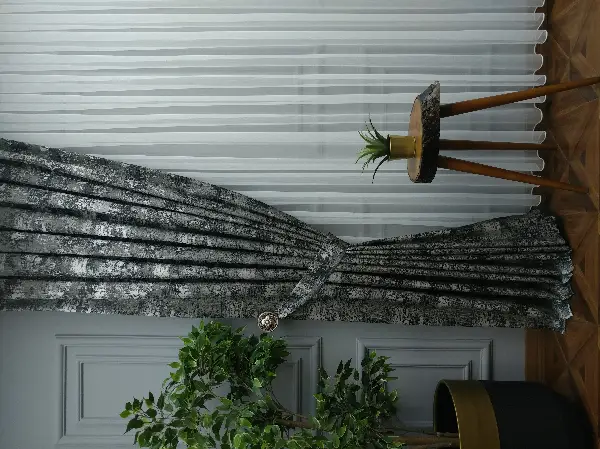 Patinedesenli Gri Jakar Fon Perde (180)- Gri-füme-antrasit