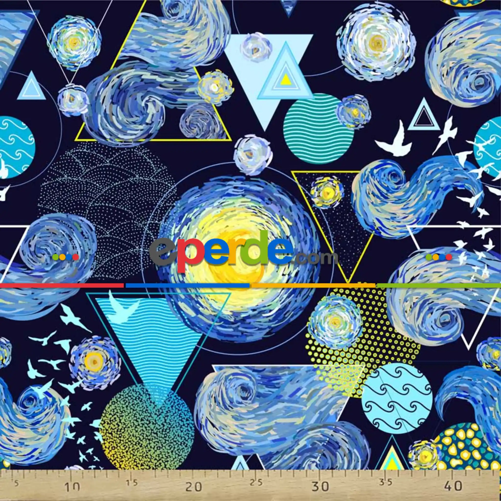 Aydede Ve Gezegen Desenli Fon Perde Evm796 Kumaşı Kalındır Duck Bezi Değildir- Sarı- Çok Renkli 3