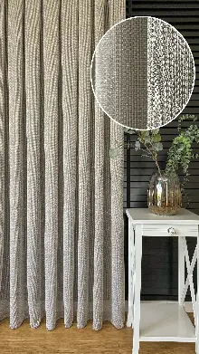 Gold Altın Keten Gümüş Simli Tül Perde - Ağır Gramajlı Premium