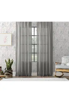 Pilesiz Gri Natural Keten Tül Düz Dikim 200cm X 260cm 