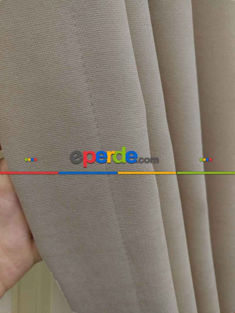 Açık Bej- Düz Fon Perde ( 300cm Geniş En 1.kalite Dökümlü Fon )- Krem