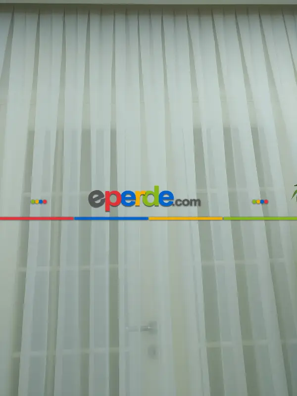 Ekru Kreep Düz Tül Perde