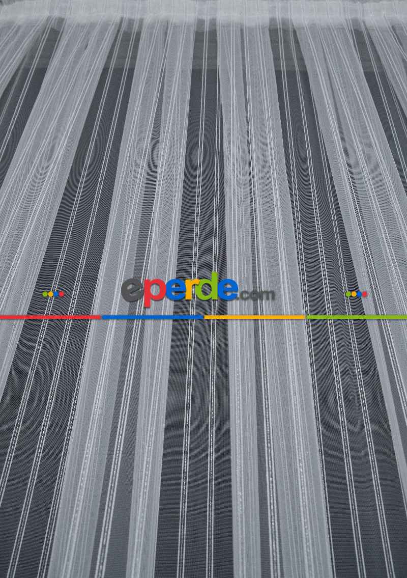 Brillant Gümüş Sim Çizgi Armür Tül Çizgili Tül
