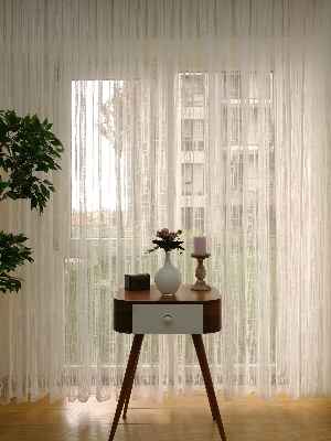 Mutfak Tül Perde Spor Desen - Ütü İstemez- Ekru