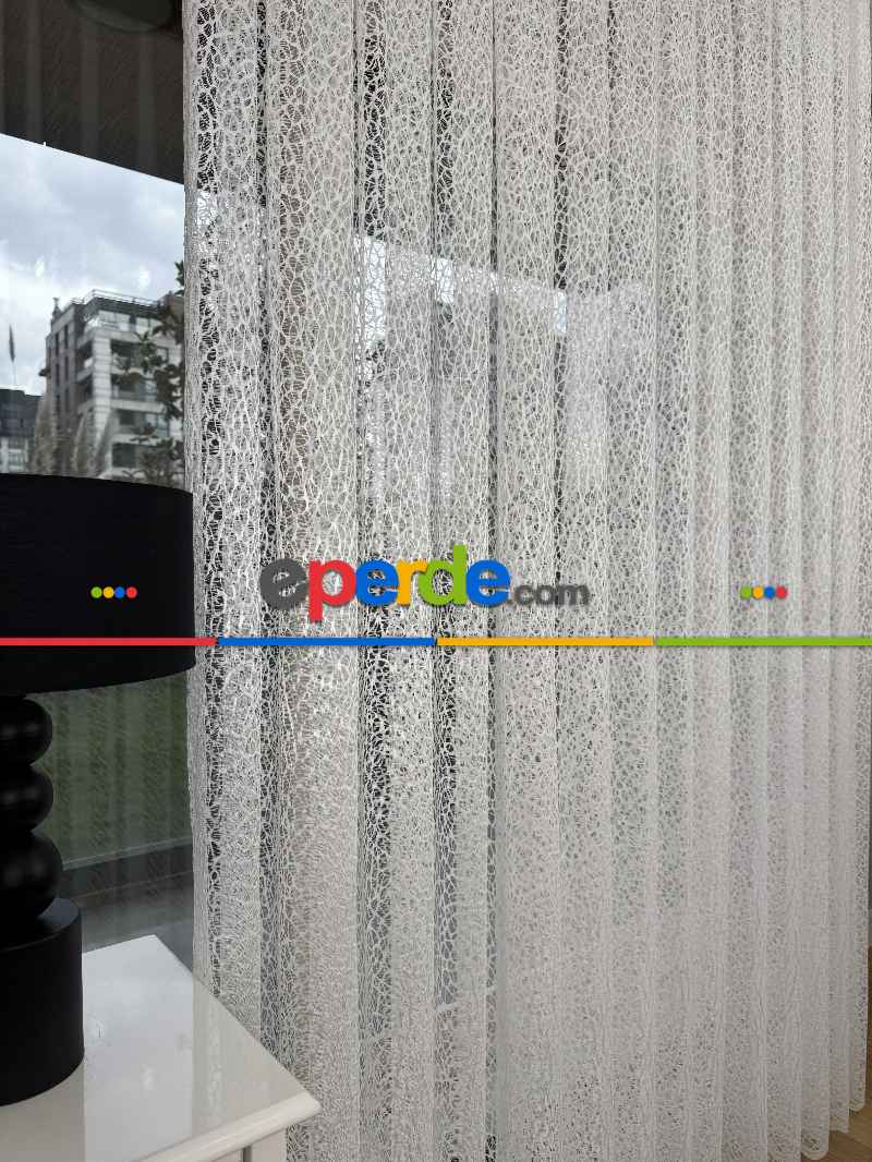 Desenli Fransız Dantel Örme Tül Perde, Desenli Ütü İstemeyen Tül